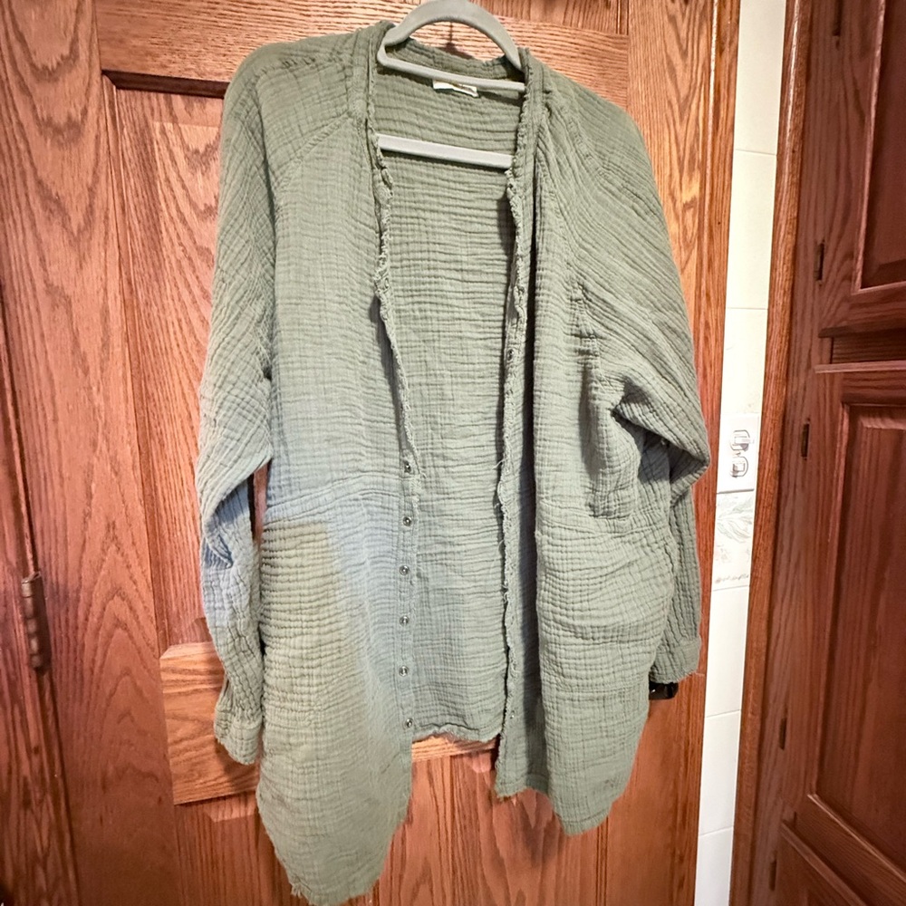 NATURAL LIFE Olive Green Textured Cardigan